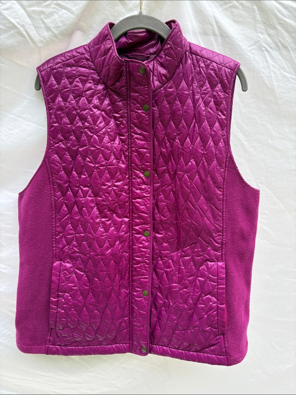 Talbots Quilted Sleeveless Vest in Magenta